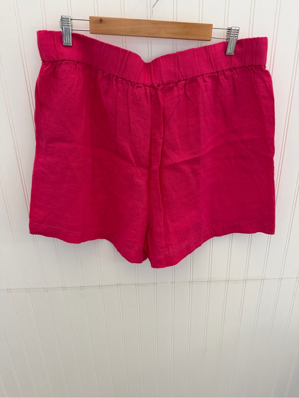J. Crew Bright Pink Elastic-Waist Linen-Blend Shorts size XL - Picture 4 of 4